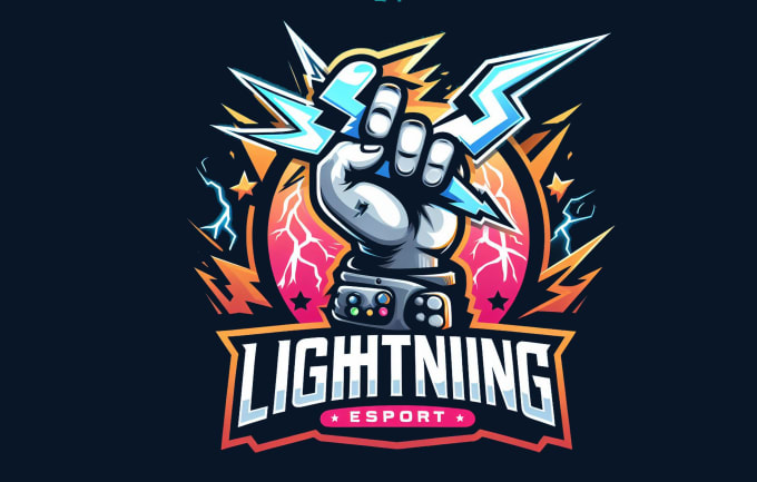 Gig Preview - Design awesome lightning hand mascot logo with express delivery