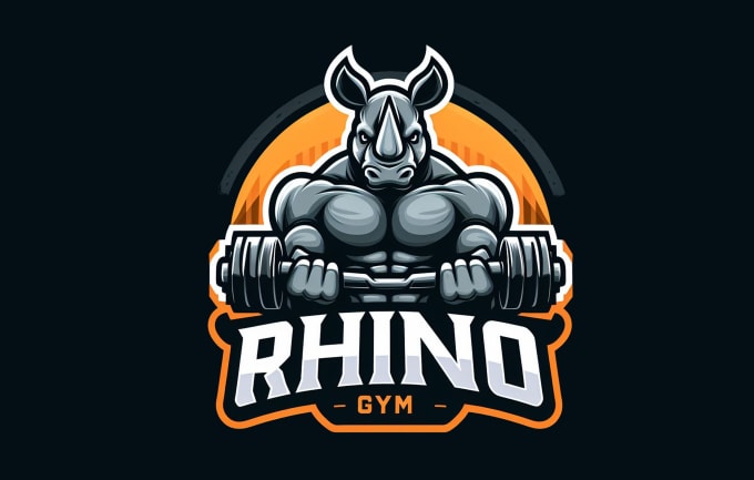 Gig Preview - Design creative rhino gym esport mascot logo with unlimited revision