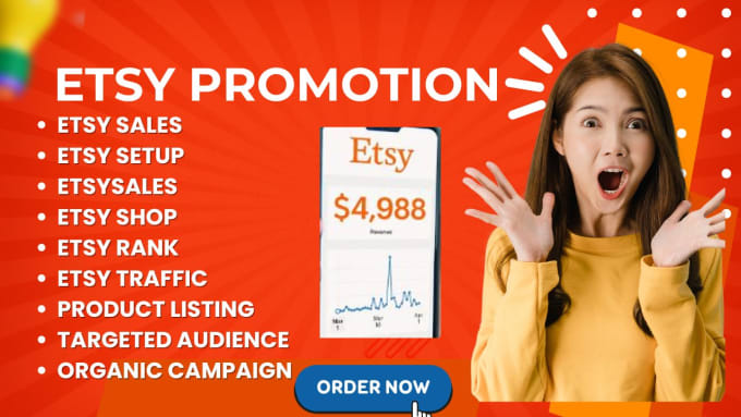 Gig Preview - Setup shopify etsy promotion etsy organic traffic sales and ecommerce marketing