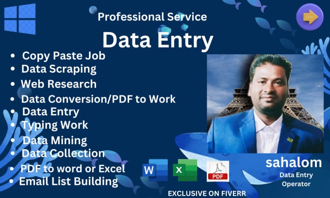 Bestseller - do fastest excel data entry,data entry,web research,copy paste and typing