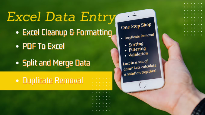 Gig Preview - Do ms excel data cleaning ,removing duplicate merge and split data for you