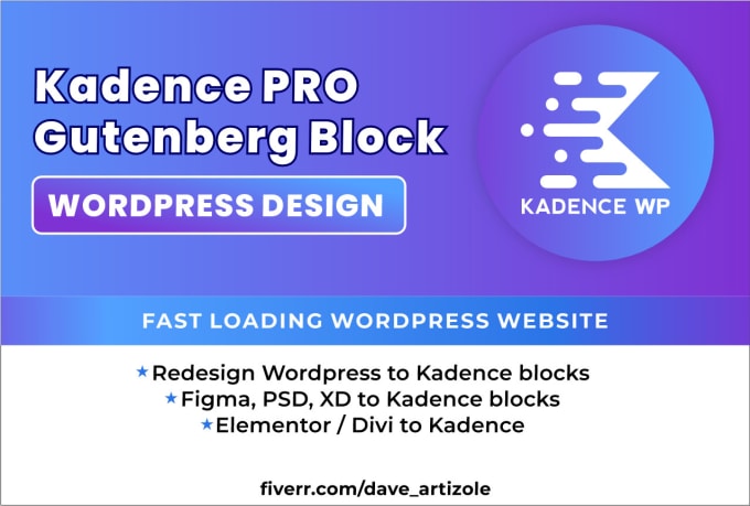 Gig Preview - Design wordpress website using gutenberg kadence block