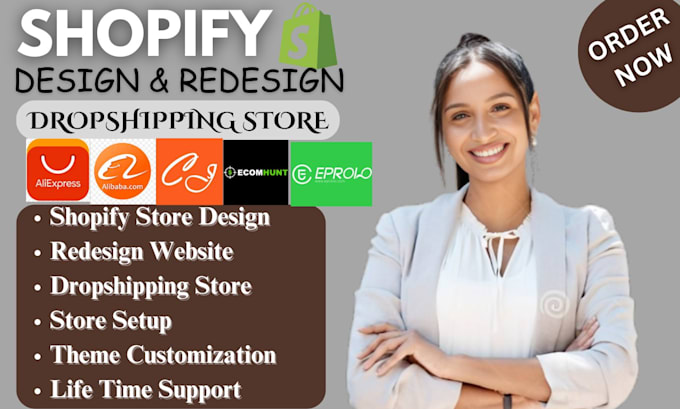 Gig Preview - Design, redesign shopify store, shopify dropshipping store, shopify website