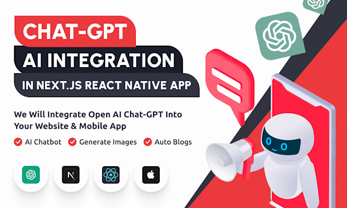 Gig Preview - Chat gpt ai integration in your nextjs react native app