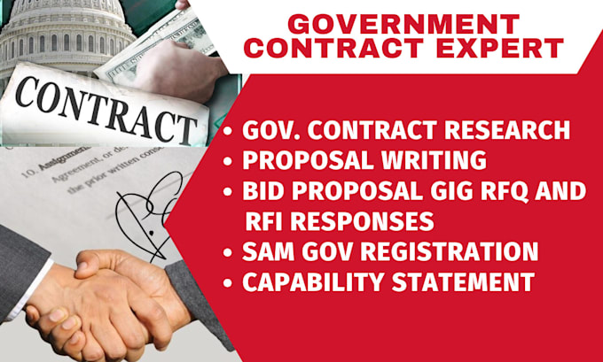 Gig Preview - Help secure government contracts, respond to rfq, rfp, bid proposal, grant apply