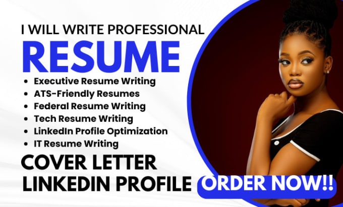 Gig Preview - Write professional resume and cv, executive resume, ats resume, cover letter