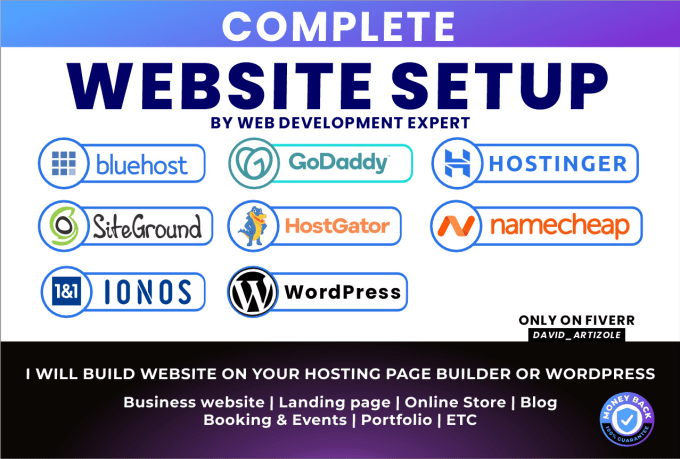 Gig Preview - Create professional website on godaddy, bluehost, namecheap, hostinger wordpress