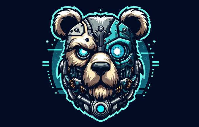 Gig Preview - Design creative bear head cyborg mascot logo in 12 hours