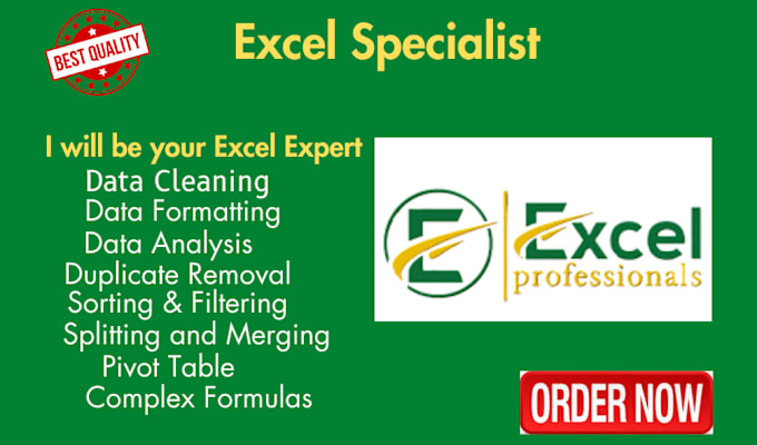 Gig Preview - Do ms excel data cleaning, formatting and data analysis