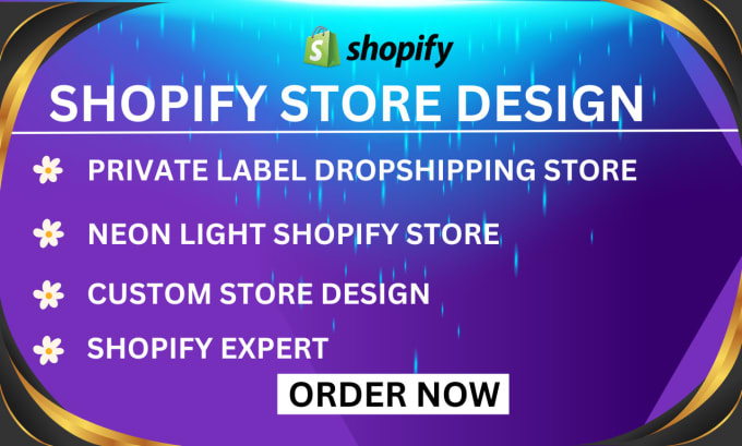 Gig Preview - Private label dropshipping store neon light shopify store design