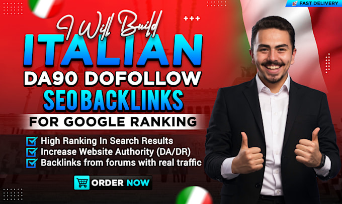 Gig Preview - Do italy backlink high da dofollow it italian link building for SEO success