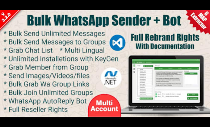 Gig Preview - Setup whatsapp bulk sender on your pc to send unlimited messages to any contacts