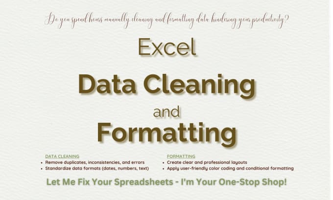 Gig Preview - Do excel, CSV data cleaning, formatting, deduping, merging, splitting, sorting