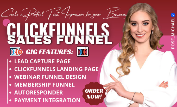 Gig Preview - Design clickfunnels sales funnel landing page unbounce funnelish systeme io