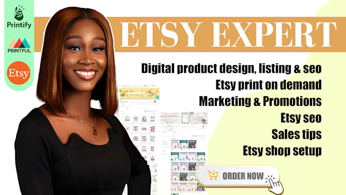 Gig Preview - Design etsy digital product etsy shop setup print on  demand stan store listing