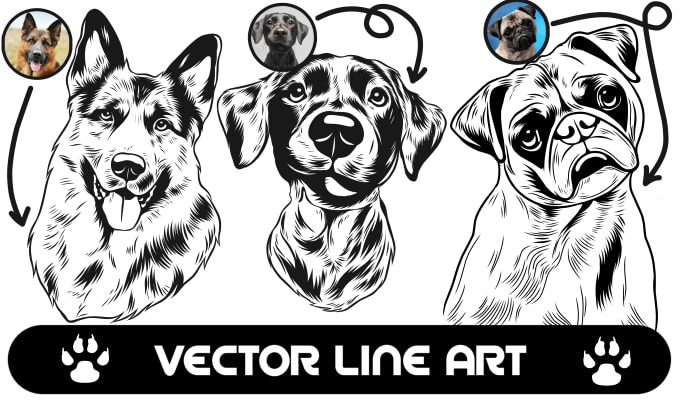 Gig Preview - Make unique vector line art for you dog or cat potrait