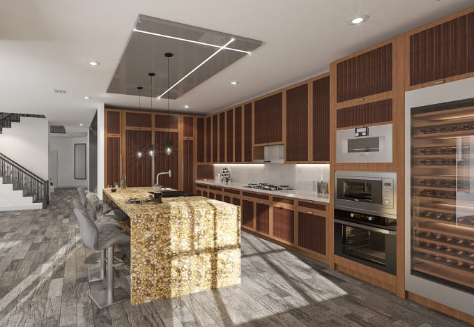 Gig Preview - Design kitchen interior in 3d and render photo realistic