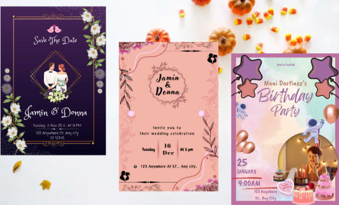 Bestseller - design unique wedding, birthday invitation card or any cards