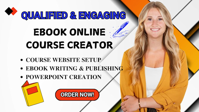 Gig Preview - Create ebook online course content kajabi course creation, training course slide