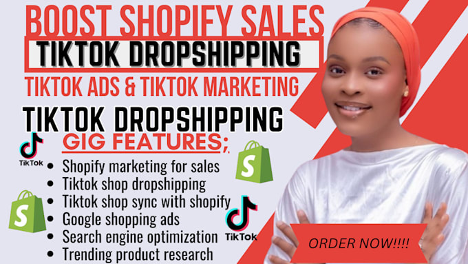 Gig Preview - Skyrocket tiktok sales, tiktok shop sync with shopify store, shopify marketing