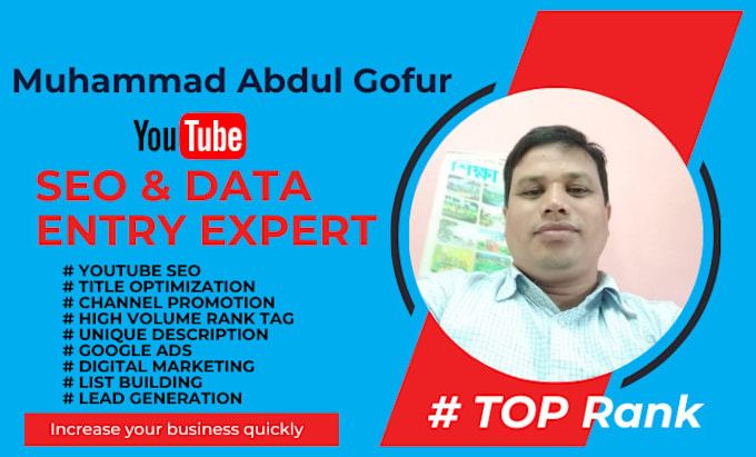 Gig Preview - Do youtube SEO optimization I will promote your video at top