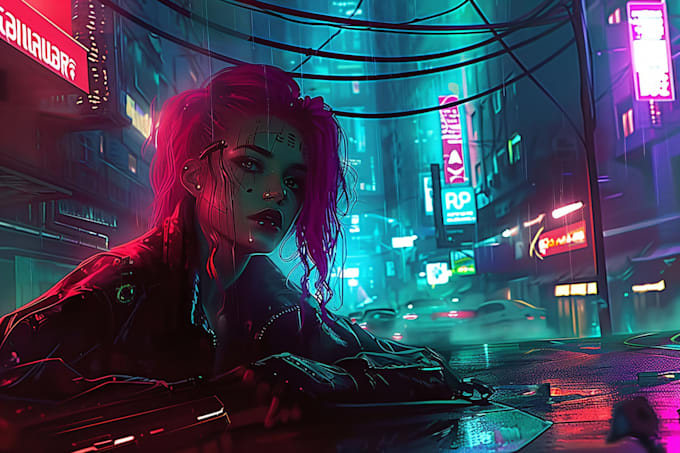 Gig Preview - Draw cyberpunk futuristic city art