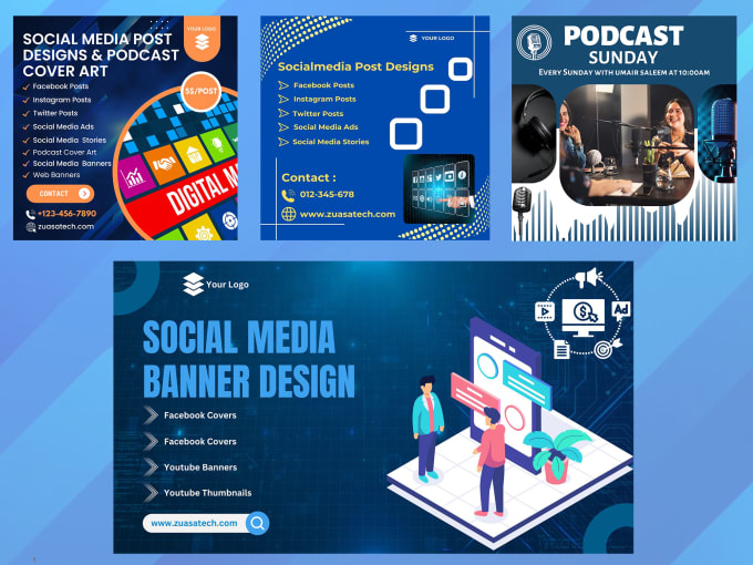 Gig Preview - Design social media posts social media banners and podcast cover art in 12 hours