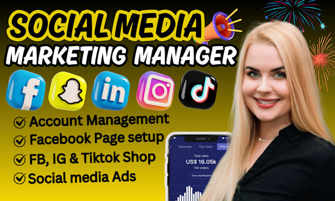 Gig Preview - Social media marketing manager, facebook shop, instagram growth, and tiktok ads