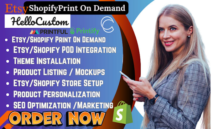 Bestseller - setup etsy shopify print on demand store, etsy shop, shopify print on demand