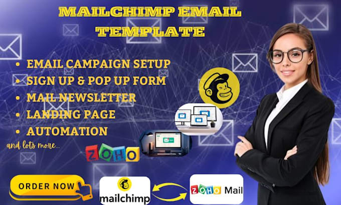 Gig Preview - Design custom mailchimp email template design, html newsletter design, zoho CRM