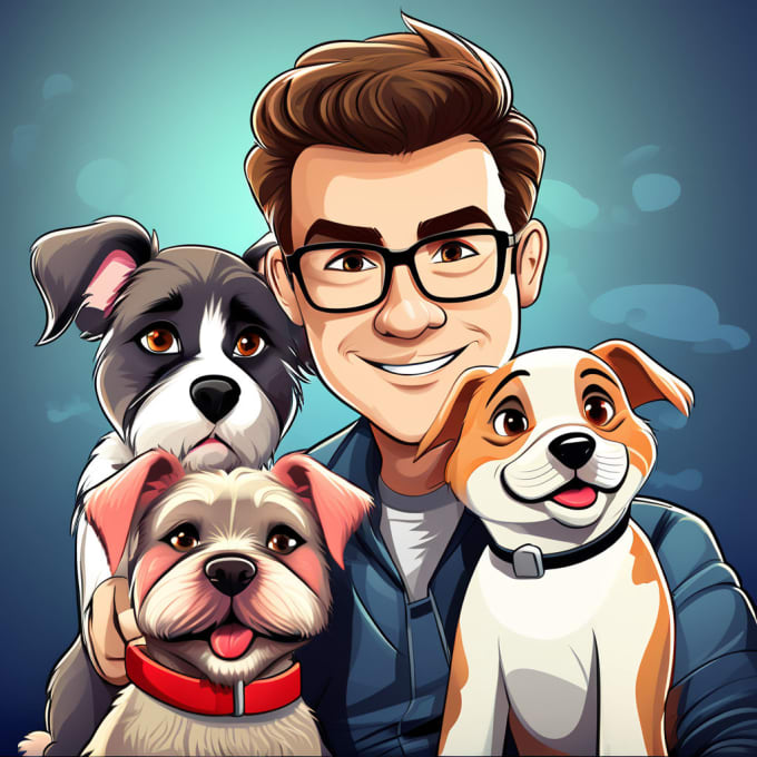 Gig Preview - Do custom cartoon vector portrait of your pet or any animal