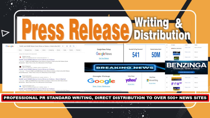 Bestseller - press release distribution and article submission to 0ver 500 news sites