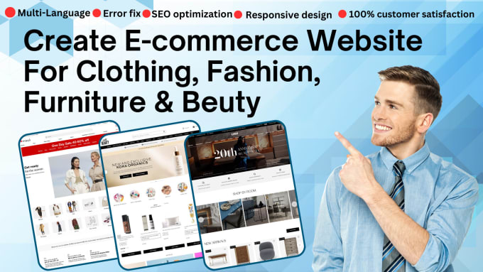 Gig Preview - Design clothing, fashion, furniture, and beauty ecommerce website