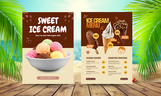 Gig Preview - Design ice cream menu and food flyer