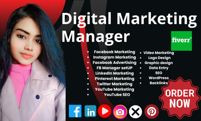 Gig Preview - Be your digital marketing and social media manager expert