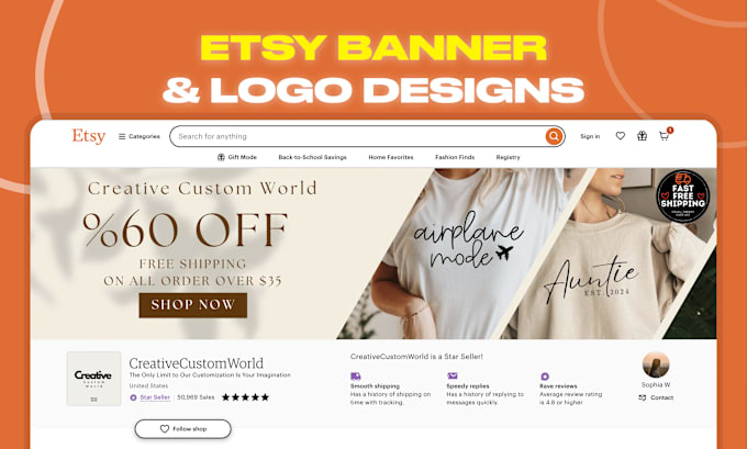 Gig Preview - Design etsy banner etsy logo etsy shop kit or branding