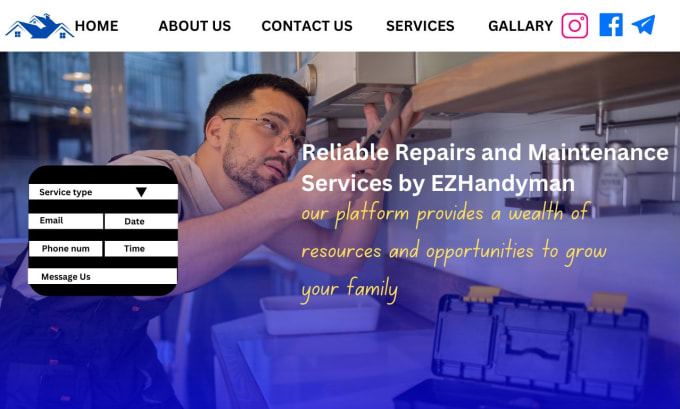 Gig Preview - Do handyman website ,plumbing ,construction, booking koala and wordpress website