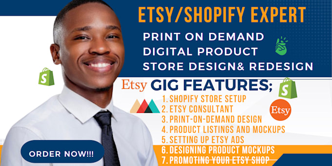 Gig Preview - Etsy shopify print on demand etsy digital product print on demand shopify store