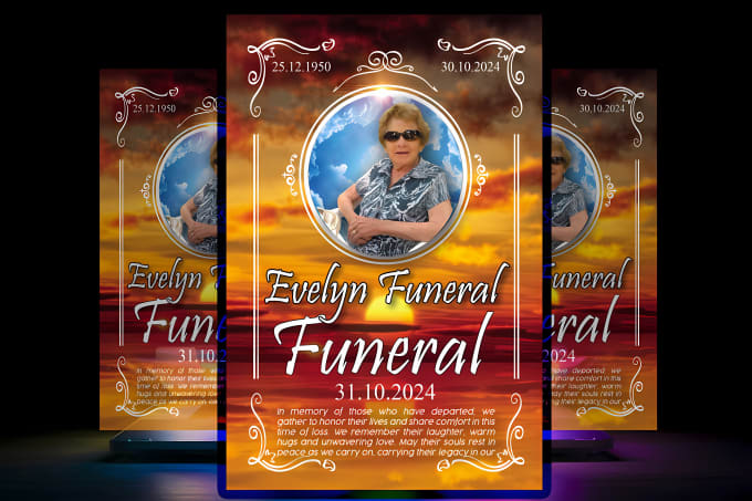 Gig Preview - Create emotive flyer funeral announcement in a short time