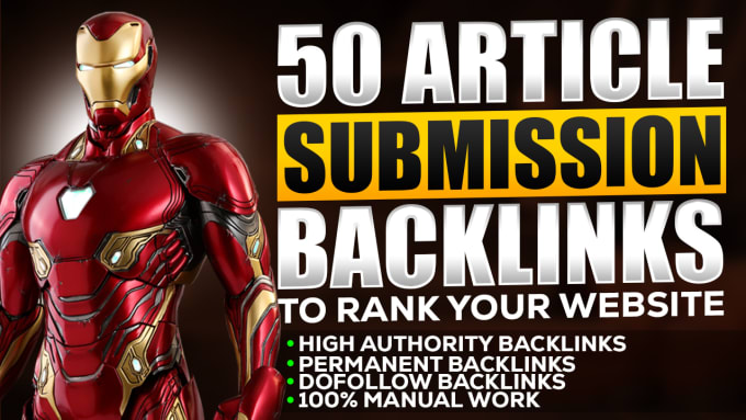 Gig Preview - Do 50 high authority article submission backlinks manually