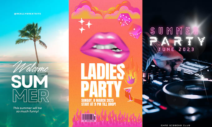 Gig Preview - Ultimate graphic design for summer party flyer and poster for social media