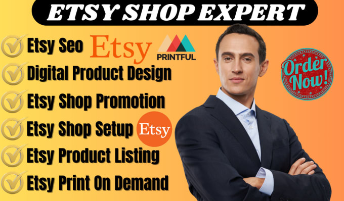 Gig Preview - Do etsy shop setup etsy listing etsy digital product design etsy seo rank