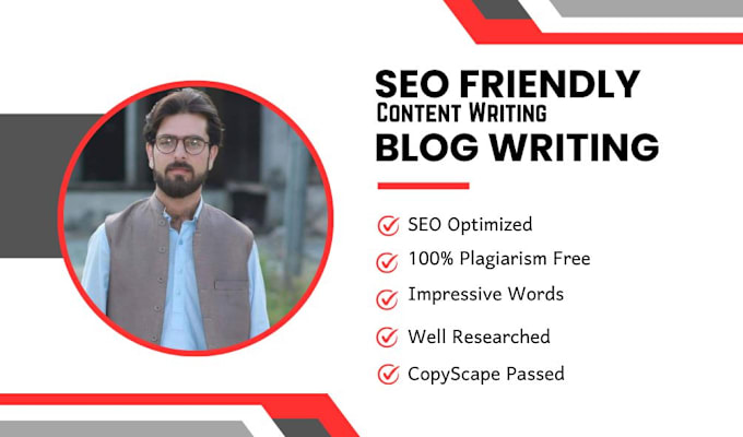 Gig Preview - Write SEO optimized blog posts, article writing, website content writing