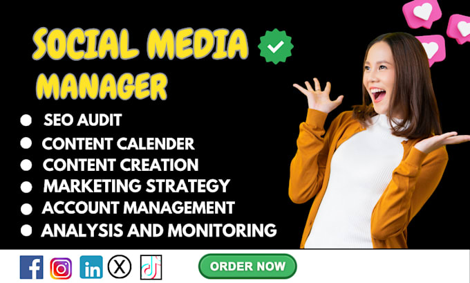 Gig Preview - Be social media manager for you, marketing strategy