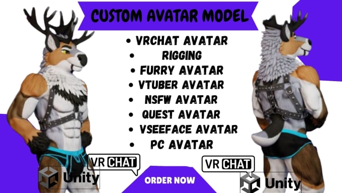 Gig Preview - Create vseeface, facerig, 3d vtuber model, furry vrc model, vrc avatar