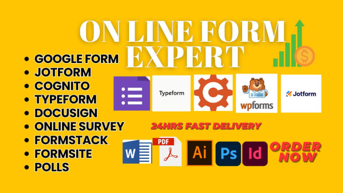 Gig Preview - Do cognito form docusign typeform jotform, google form, online survey, formstack