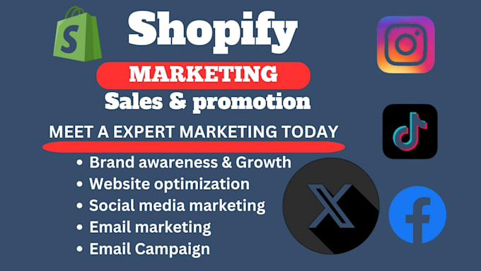 Gig Preview - Do complete shopify social media marketing, shopify marketing for dropshipping