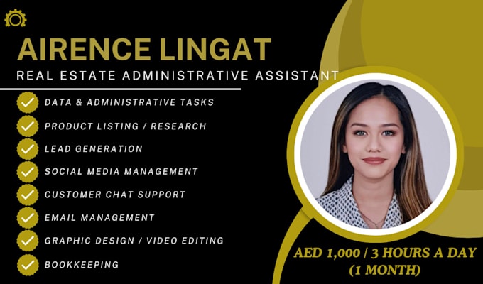 Gig Preview - Be your dubai real estate administrative virtual assistant