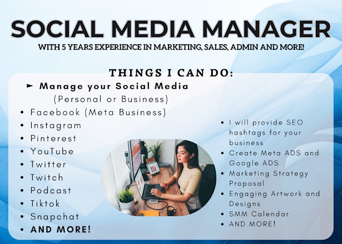 Gig Preview - Be your professional social media marketing manager