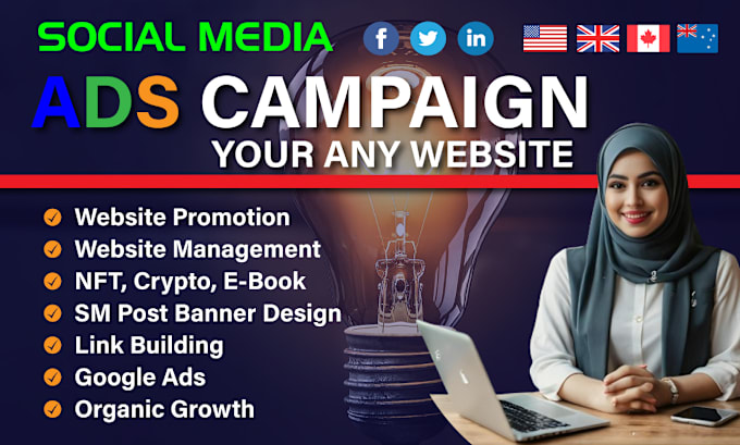 Gig Preview - Ads campaign your any website on social media for business grow